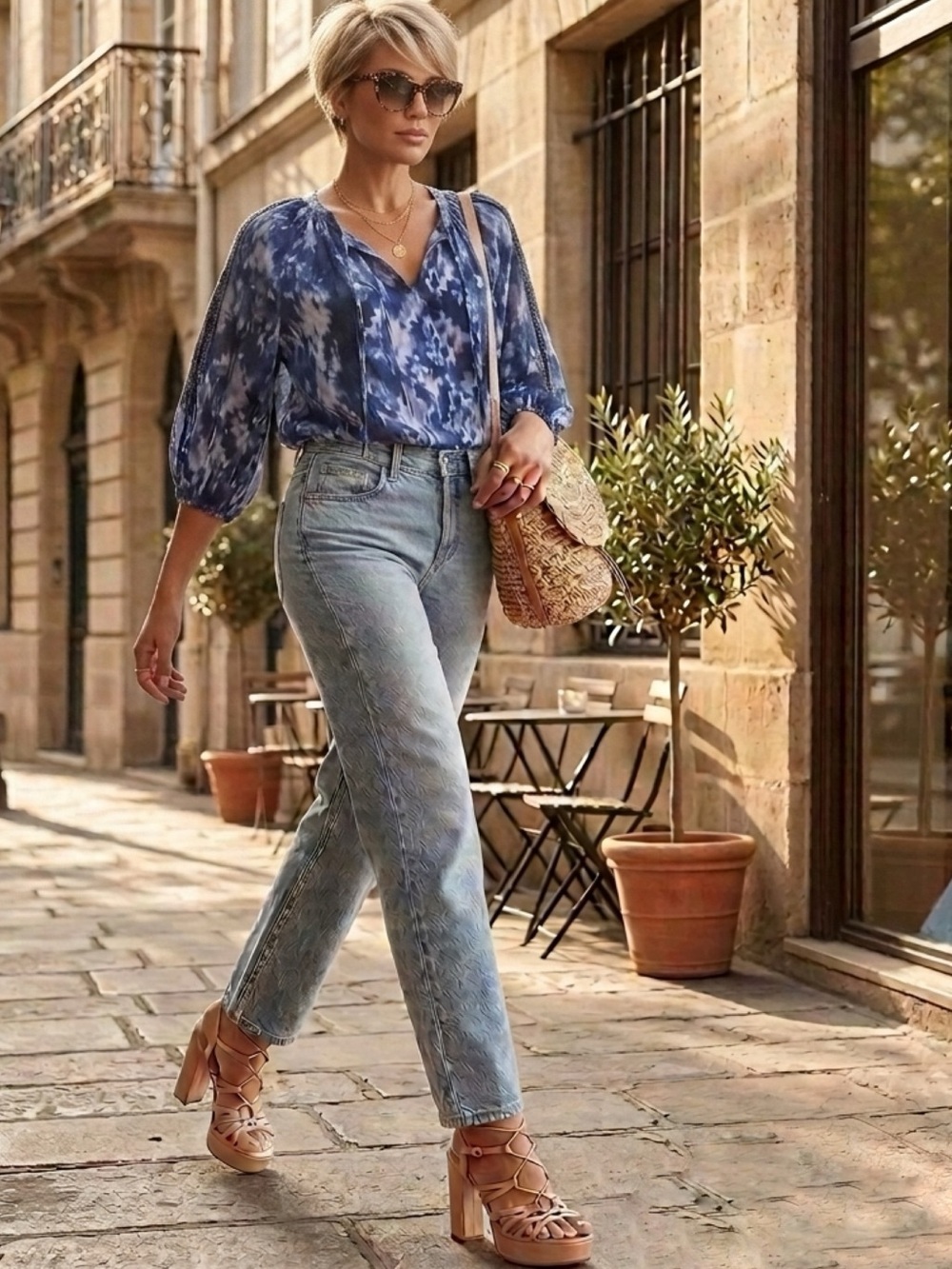 Lace insert Boho Peasant blouse